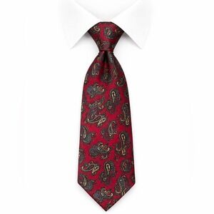 Kuppenheimer Men Paisley Neck Tie Quiet Luxury Old Money Career Professional Red